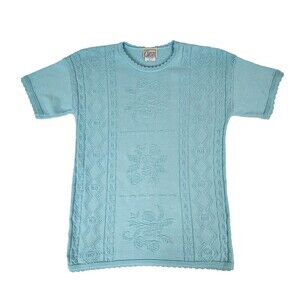 Company Collection Womens Knit Sweater Medium Blue Textured Design Classic #1872